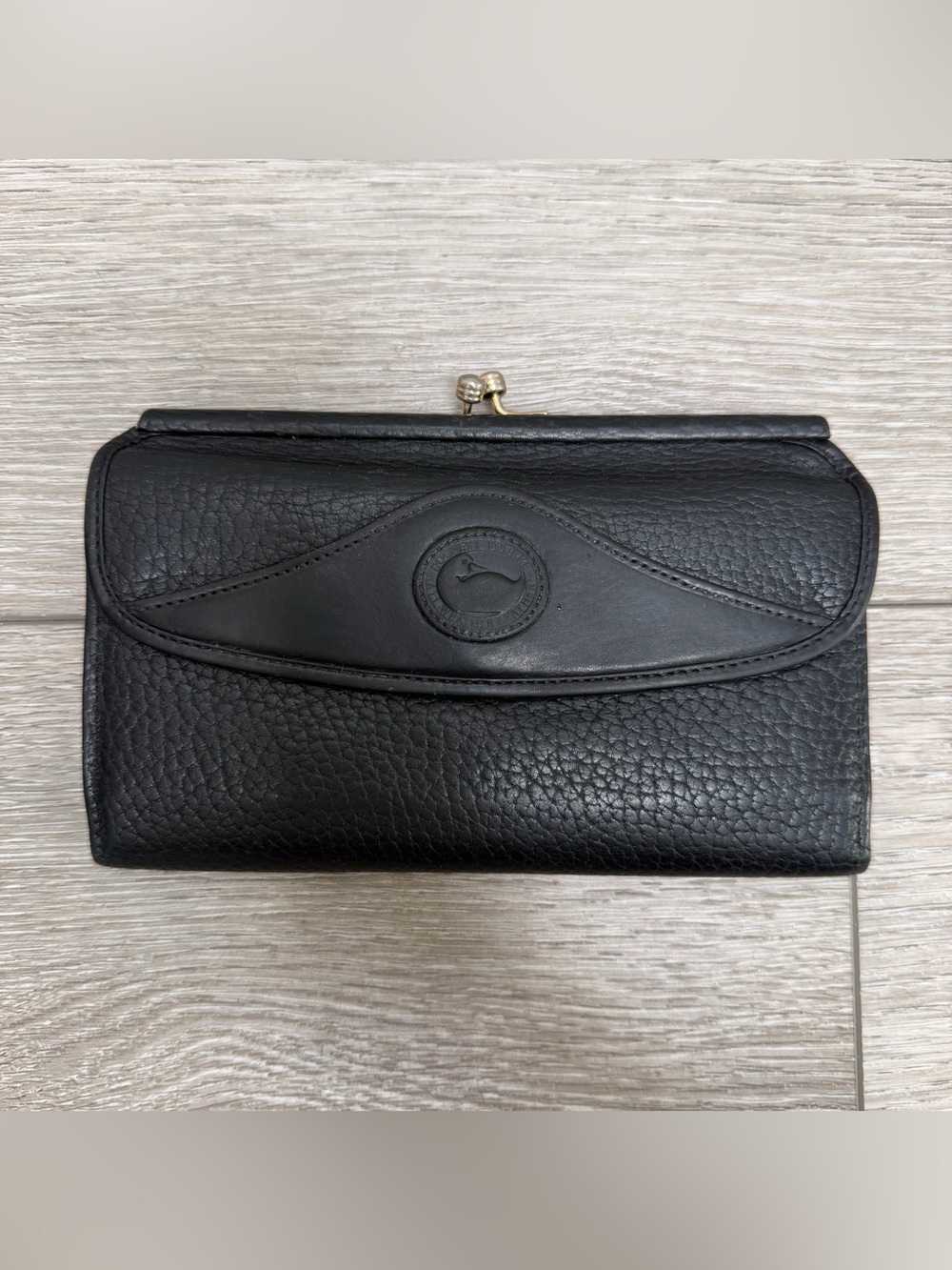 DOONEY & BOURKE VINTAGE PEBBLED ALL WEATHER LEATHER AWL WALLET ORGANIZER BLACK